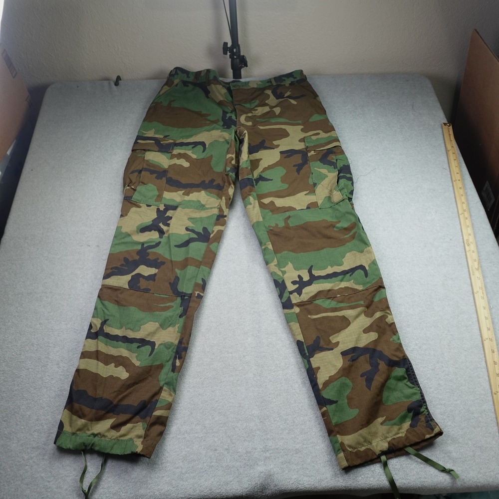 UNICOR Trousers Mens Large Long Green Woodland Camo Military Combat Cargo Pants